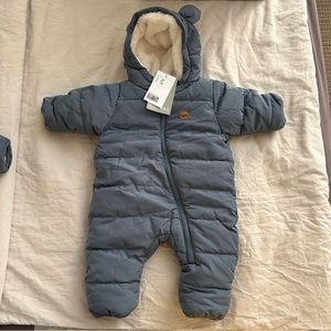 Padded Baby Bunting Winter Onesie Snowsuit Newborn blue NEW WITH TAG